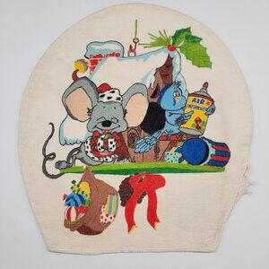 Vintage 1950s Cover Christmas Decor Double Sided Toilet Seat Mouse